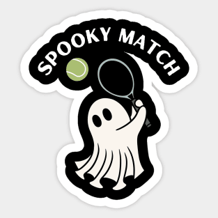 Spooky match, ghost playing tennis. Halloween Sticker